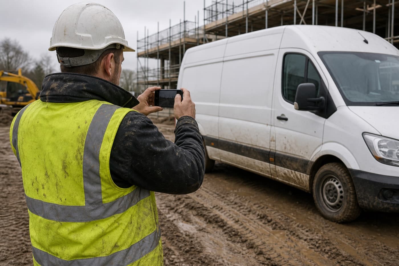 Groundworks and commercial fleet vehicles on site