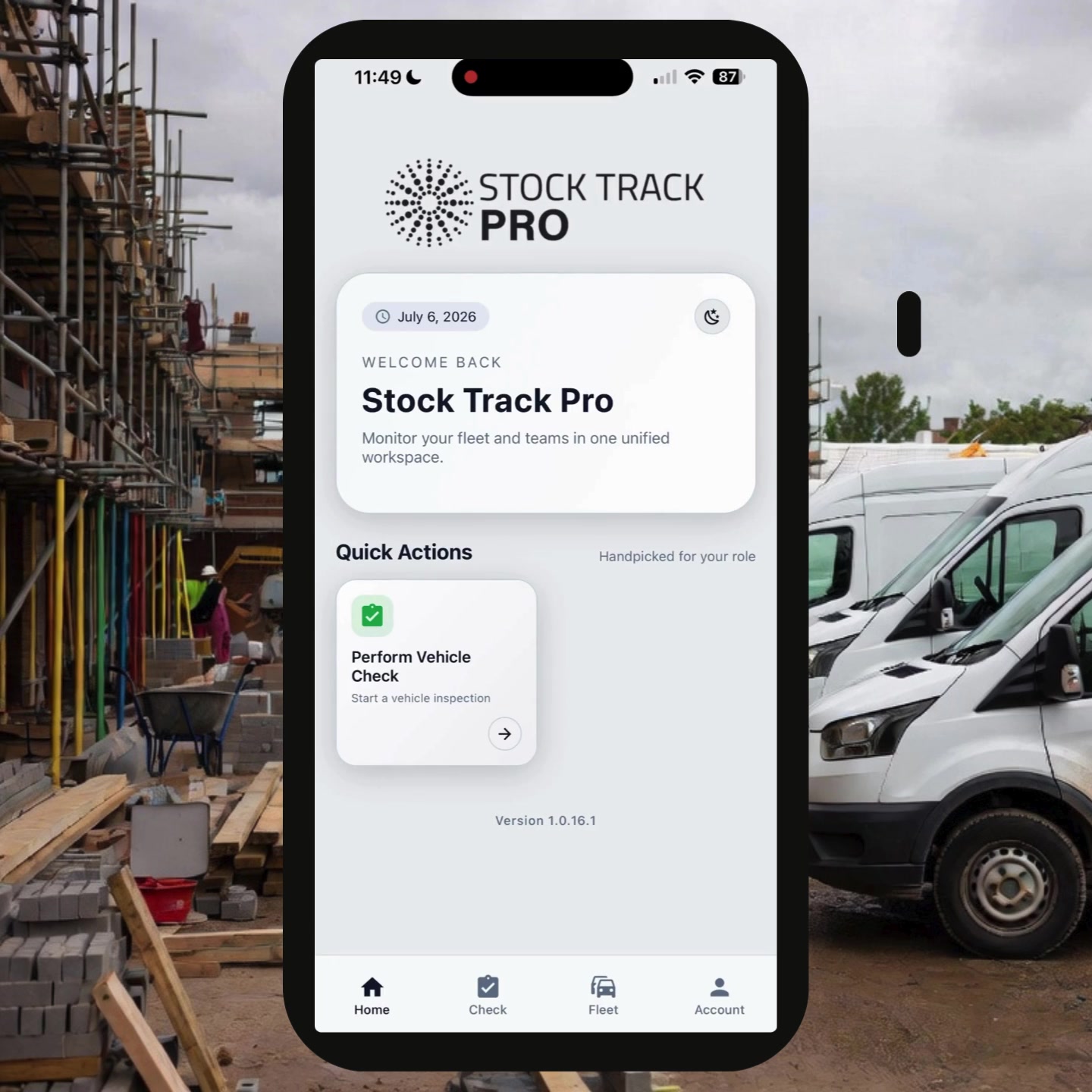 Fleet Track PRO van fleet app — daily walkaround check and defect reporting demonstration